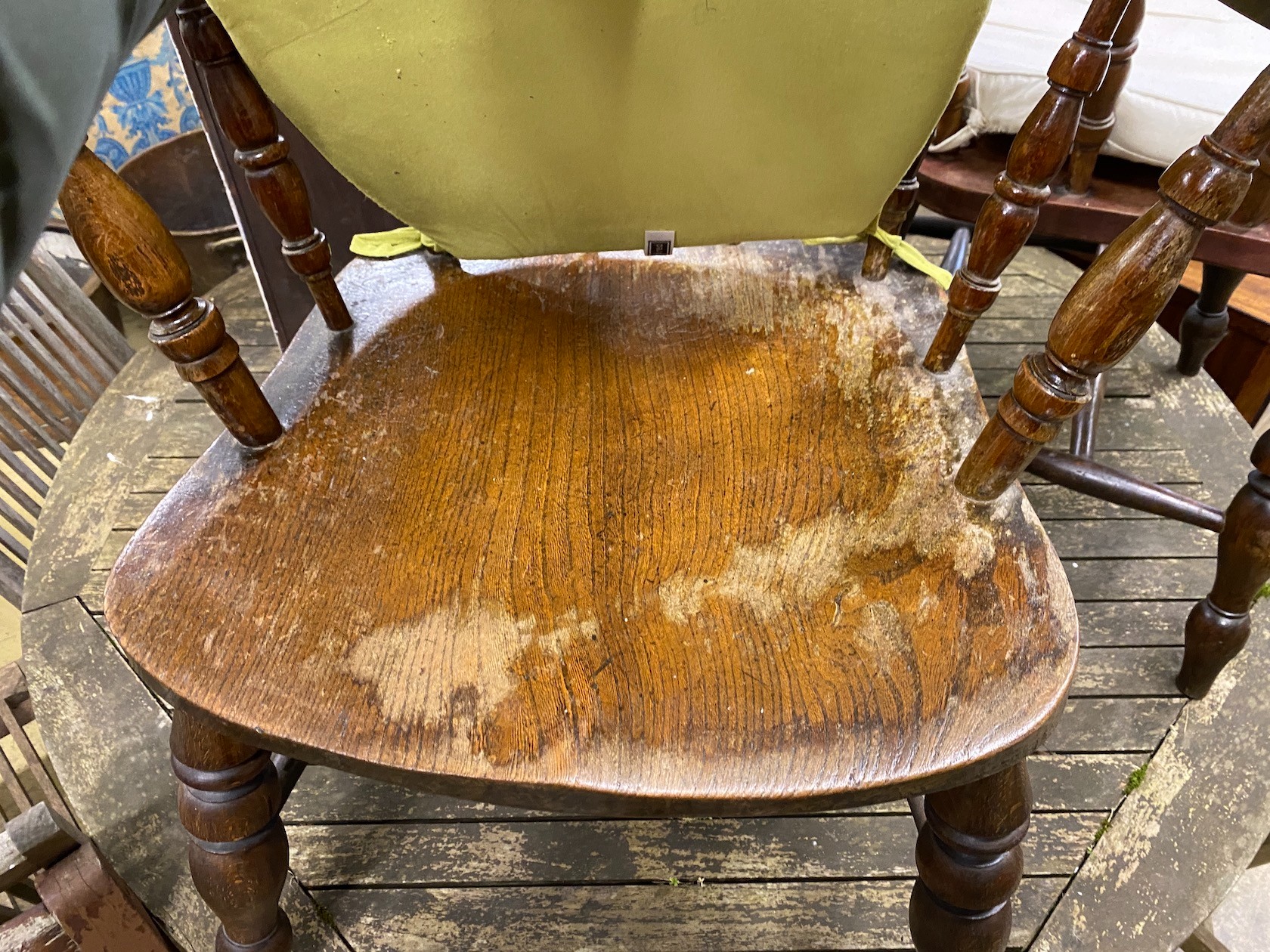 Two similar late Victorian turned beech Windsor smoker’s bow chairs, width 69cm, depth 50cm, height 80cm